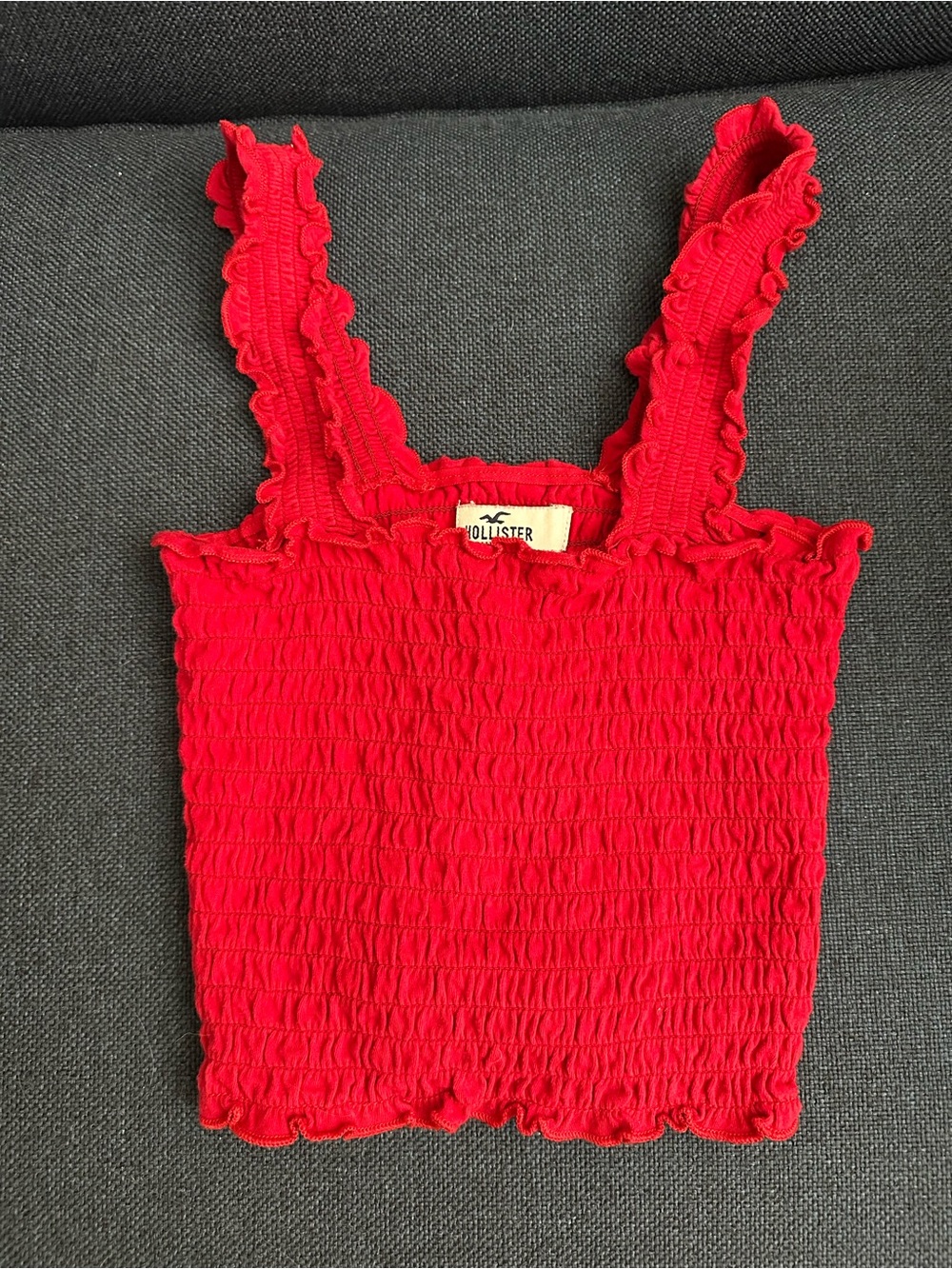 Hollister Red Smocked Ruffle Strap Cami
